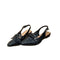 Studded double-strap slingback flats on white, showing pointed toes and buckle hardware
