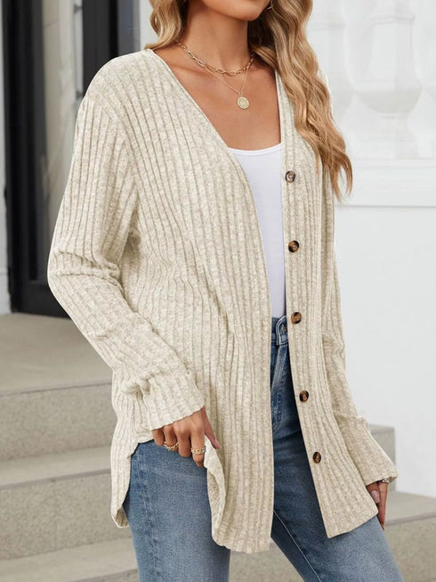 Lightweight ribbed button-up cardigan — product image 25