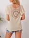 Khaki Waffle Knit Crochet Back Short Sleeve Top - Twice The Charm Boutique