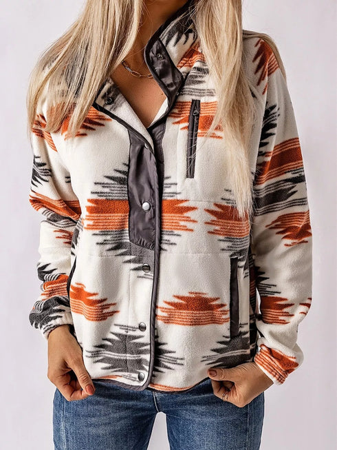 Women's Geometric Jacket - Button Front & Pockets - Twice The Charm Boutique