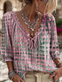 Women's Tie-Neck Ruffle Blouse - 3/4 Sleeve S-3XL - Twice The Charm Boutique