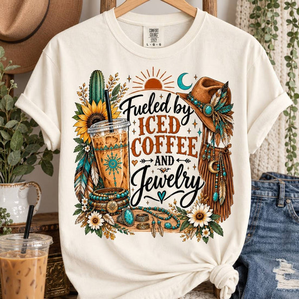 Iced Coffee & Jewelry Boho Southwestern Graphic T-Shirt