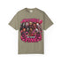 Sandstone horror-icons graphic tee with pink lettering and pumpkin details