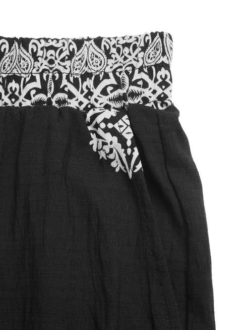 Black Printed Wide Leg Drawstring Pants - Twice The Charm Boutique