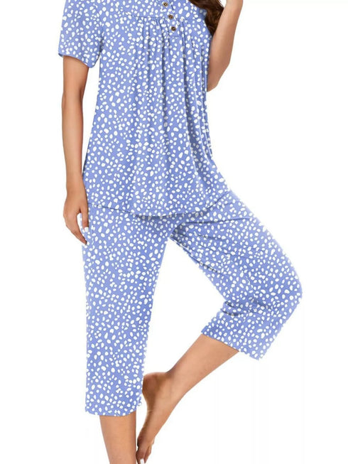 Printed Capri Pajama Set - Button Top & Cropped Pants - Twice The Charm Boutique
