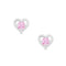 Pair of sterling-silver heart outline studs with pink cubic zirconia centers
