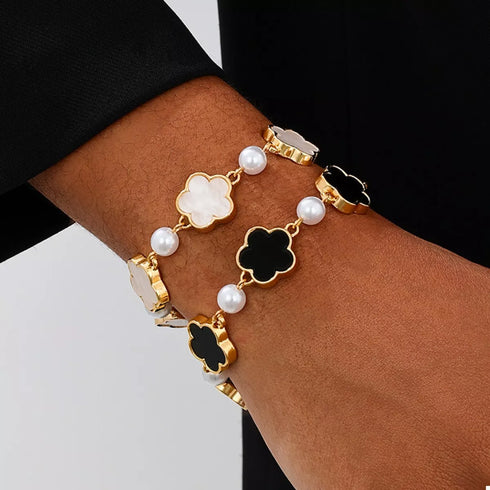 Gold-Plated Flower Bracelet - Adjustable Chain - Twice The Charm Boutique