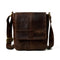Brown buffalo-leather crossbody bag with flap and adjustable strap