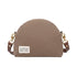 Front of chocolate canvas Hopper crossbody showing R. Riveter label