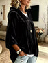 Women's Velvet Drawstring Hoodie - Pocketed Pullover - Twice The Charm Boutique