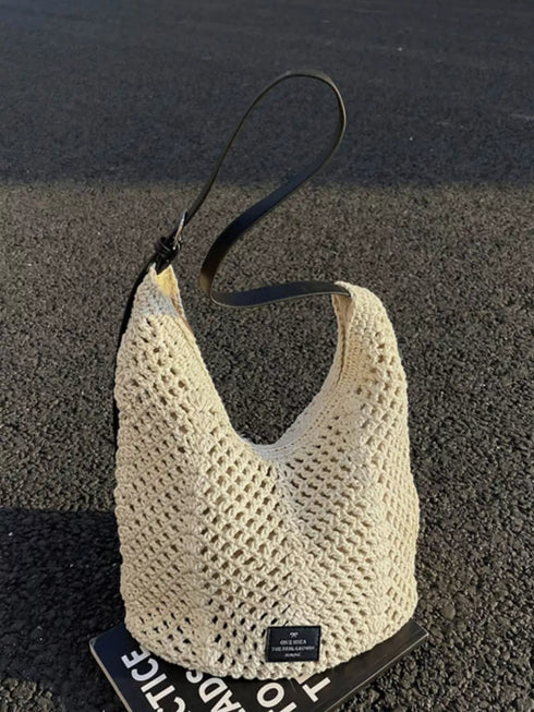 Cream White Crochet Shoulder Bag - Twice The Charm Boutique