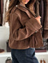 Women's drawstring button front jacket with pockets