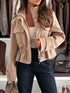 Women's drawstring button front jacket with pockets