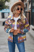 Women's printed collared button front jacket