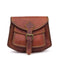 Front of vintage-brown Bennett crossbody bag with buckle flap