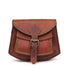 Front of vintage-brown Bennett crossbody bag with buckle flap