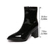 Black ankle boot measurement image showing 15 cm shaft and 7 cm heel