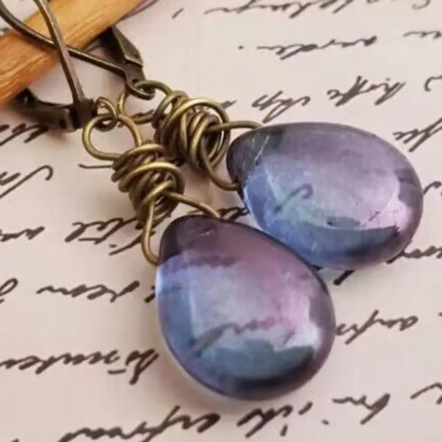 Gemstone Drop Earrings - Colorful Alloy Statement Pair - Twice The Charm Boutique