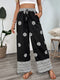 Black Printed Wide Leg Drawstring Pants - Twice The Charm Boutique