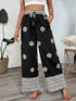 Black Printed Wide Leg Drawstring Pants - Twice The Charm Boutique