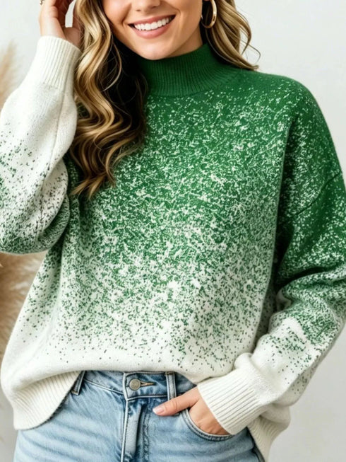 Gradient Turtleneck Sweater - Stretchy Long Sleeve - Twice The Charm Boutique