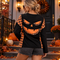 Women's Halloween Pumpkin Top - Plaid Patchwork Face - Twice The Charm Boutique