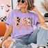 Women's Halloween Graphic Tee - Pink Purple Spooky Print - Twice The Charm Boutique