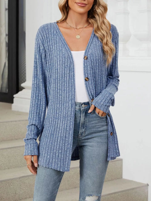 Lightweight ribbed button-up cardigan — product image 5
