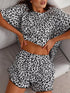 Leopard Pajama Set - T-Shirt & Ruffle Hem Shorts - Twice The Charm Boutique