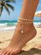 Pearl Bow Anklet - Crystal Accent Gold-Plated Style - Twice The Charm Boutique