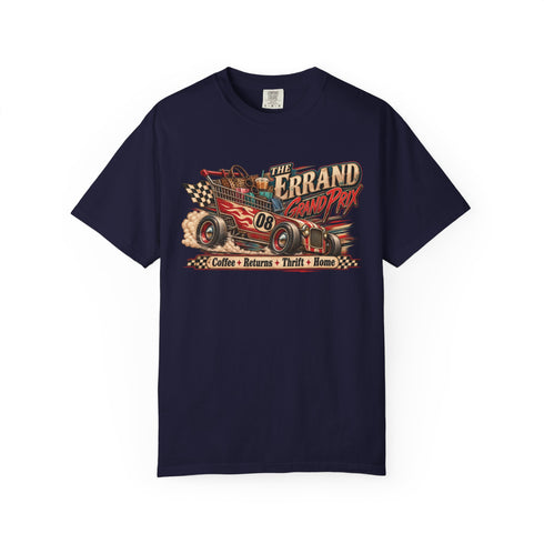 The Errand Grand Prix Comfort Colors® Graphic Tee – Retro Racing Shopping Cart Shirt