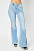 Judy Blue light-wash mid-rise flare jeans, full front view