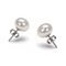 White freshwater pearl stud pair showing silver-tone posts and butterfly backs