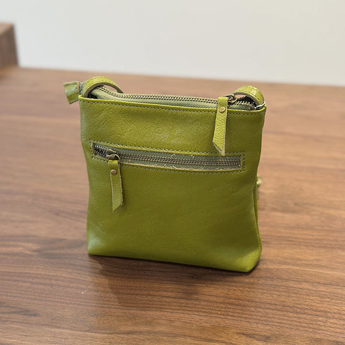 Back view of green RockCow T25017 bag showing the horizontal zip pocket