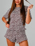 Leopard Pajama Set - T-Shirt & Ruffle Hem Shorts - Twice The Charm Boutique