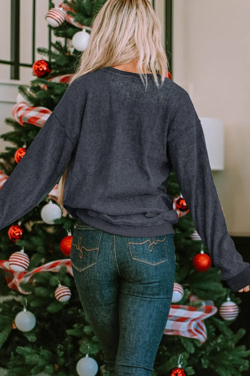 Women's Sequin Pumpkin Sweatshirt - Dark Gray Crewneck - Twice The Charm Boutique