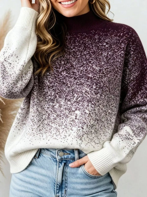 Gradient Turtleneck Sweater - Stretchy Long Sleeve - Twice The Charm Boutique