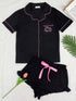 Button Down Pajama Set - Contrast Piping & Ruffle Shorts - Twice The Charm Boutique