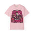 Blossom pink Michael Myers Halloween graphic tee with rose details