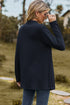 Back view of dark blue long cardigan