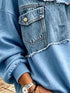 Plus Size Denim Patchwork Sweatshirt - Raw Hem Detail - Twice The Charm Boutique