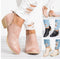 Pink faux-suede ankle boots with Beige and Black styling insets