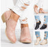 Pink faux-suede ankle boots with Beige and Black styling insets