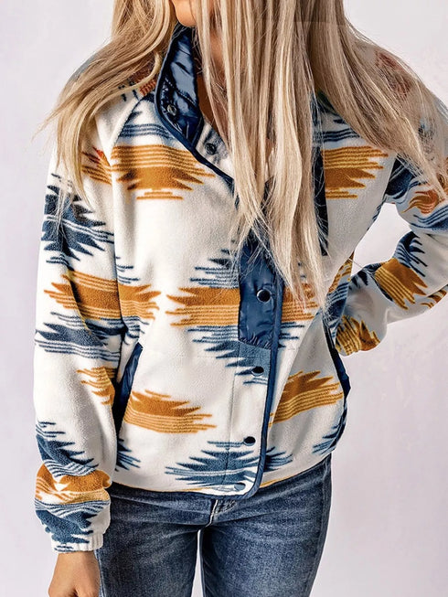 Women's Geometric Jacket - Button Front & Pockets - Twice The Charm Boutique