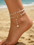Pearl Bow Anklet - Crystal Accent Gold-Plated Style - Twice The Charm Boutique