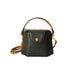 Black mini top-handle bucket bag, front view
