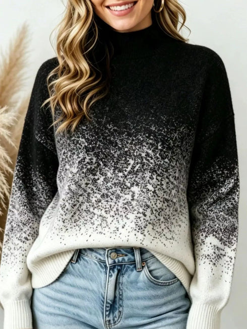 Gradient Turtleneck Sweater - Stretchy Long Sleeve - Twice The Charm Boutique