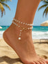 Pearl Bow Anklet - Crystal Accent Gold-Plated Style - Twice The Charm Boutique
