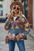Women's printed collared button front jacket