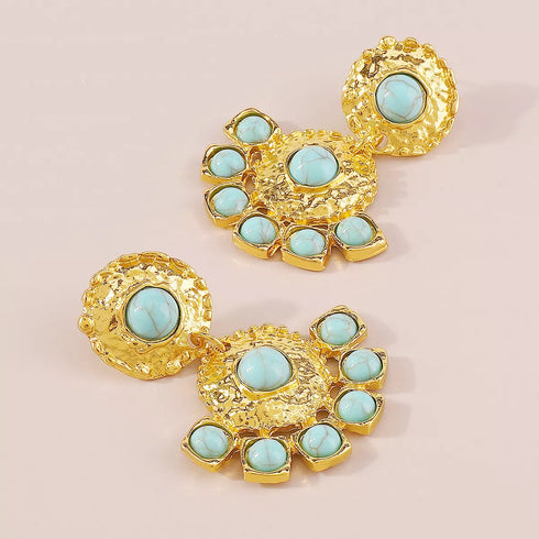 Artificial turquoise gold-plated dangle earrings — product image 4